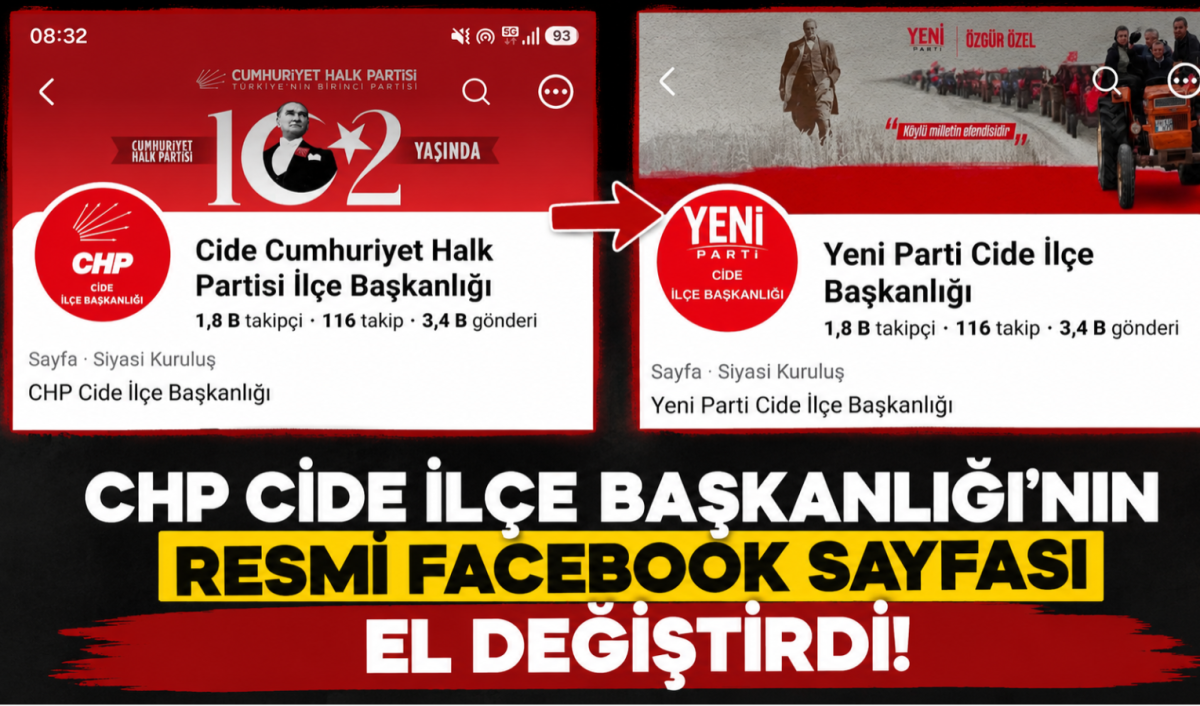 CHP Cide İlçe Başkanlığı'nın Resmî Facebook Sayfası El Değiştirdi