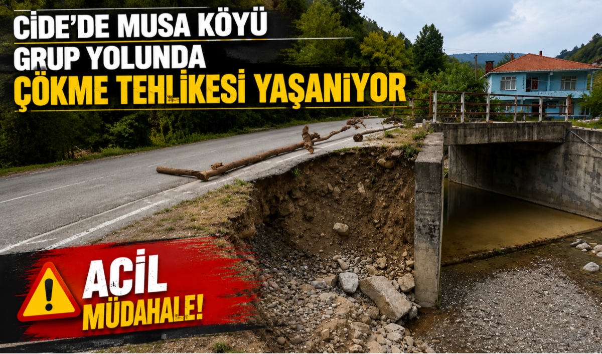 Cide’de Musa Köyü Grup Yolunda Çökme Tehlikesi
